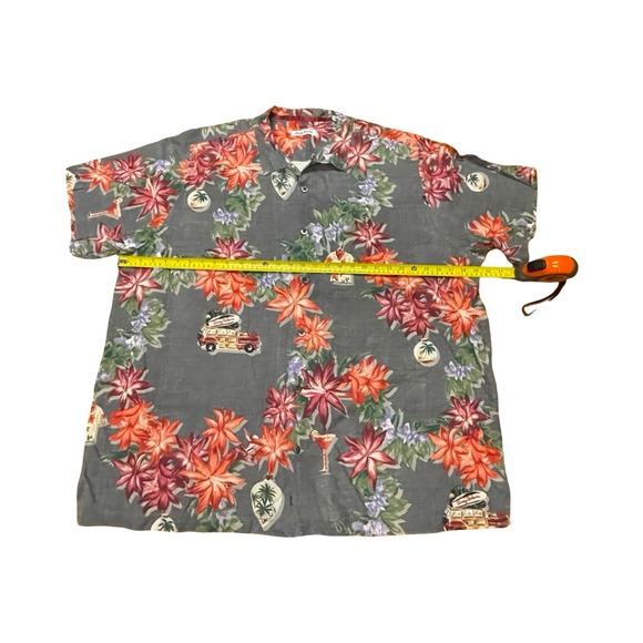 Tommy Bahama Mens 3XLT Silk Hawaiian Shirt Floral Woody Surf Wagon Gray 3TGL - Picture 7 of 7